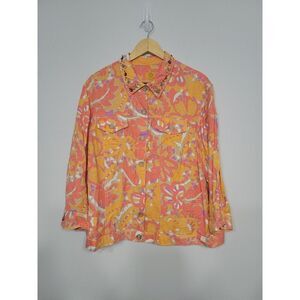 Ruby Rd. Women's Jacket Size 22W Linen Blend Embellished‎ Neon
